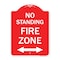 Signmission No Standing Fire Zone W/ Bidirectional Arrow, Red & White Aluminum Sign, 18" x 24", RW-1824-23587 A-DES-RW-1824-23587 - alternate 1